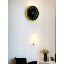 By Nevser 36 cm Sarı Dekoratif Duvar Saati