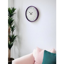 By Nevser 36 cm Mor 24 Saat Göstergeli Özel Tasarım Duvar Saati