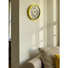 By Nevser 36 cm Sarı Retro Duvar Saati