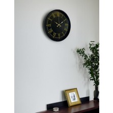 By Nevser 36 cm Siyah Dekoratif Duvar Saati