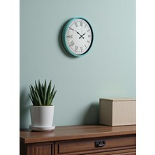 By Nevser 36 cm Turkuaz Dekoratif Duvar Saati