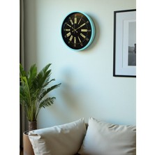 By Nevser 36 cm Turkuaz Dekoratif Duvar Saati