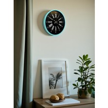 By Nevser 36 cm Turkuaz Dekoratif Duvar Saati
