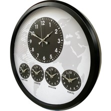 By Nevser Siyah Sade ve Şık 52 cm Dünya Saati