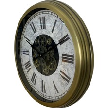 By Nevser Vintage Atlas Tasarım 60 cm Çarklı Duvar Saati