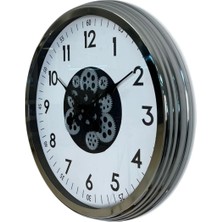 By Nevser Krom Şıklık Sade 60 cm Çarklı Duvar Saati