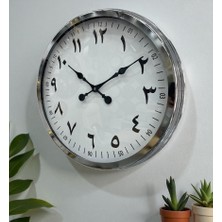 By Nevser 60 cm Krom Metal Farsça Duvar Saati