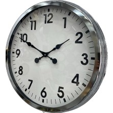 By Nevser 60 cm Krom Metal Duvar Saati