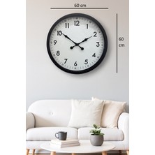 By Nevser 60 cm Siyah Dekoratif Metal Duvar Saati