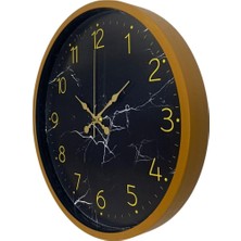 By Nevser Kahverengi Mermer Desenli 36 cm Duvar Saati