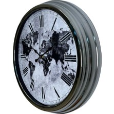 By Nevser Global Silver 40 cm Metal Duvar Saati