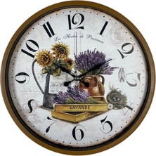 By Nevser Lavande Provence 36 cm Kahverengi Duvar Saati