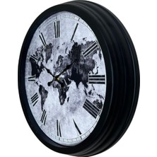 By Nevser Worldline Black 40 cm Metal Duvar Saati