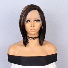 Bucuks Kahverengi Kısa Balköpüğü Işıltılı Yan Tül Peruk