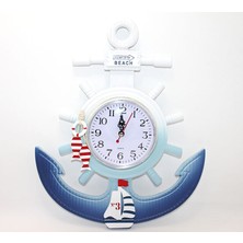 Alfa Life Marketing Ahşap Marin Dümenli ve Çapa Tasarımı Saat Model 1