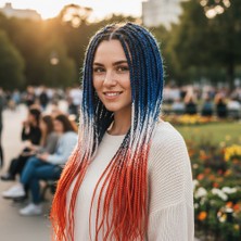 Bucuks Afrika Örgüsü ve Rasta Için Sen Ombreli / Mavi / Beyaz / Tcu