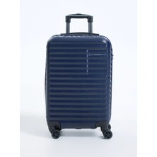 Fabrika Lacivert Çekçekli Sert Valiz 111 Abs Kabin Boy