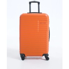 Fabrika Turuncu Çekçekli Sert Valiz 111 Abs Orta Boy