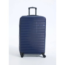 Fabrika Lacivert Çekçekli Sert Valiz 111 Abs Büyük Boy