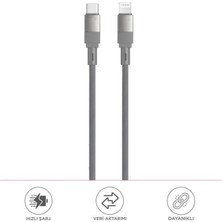 Başkenttekno Şarj Kablosu Type-C To Lightning Örgü Data Kablo U18