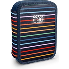 Coral High Kids Çok Renkli Çizgi Desenli Çift Katlı Kalem Çanta 31110
