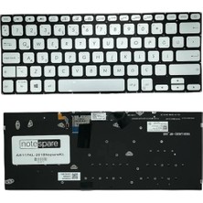 Notespare Asus Uyumlu Vivobook S14 S430UAN-EB200T, S14 S430UFN-EB099T Işıklı Klavye Gümüş Gri Tr