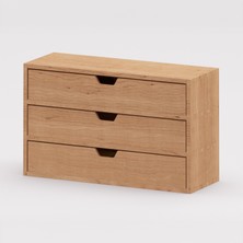 Desna Üç Katlı Üç Çekmeceli Mini Dolap - Kiraz | Woodsaka