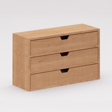Desna Üç Katlı Üç Çekmeceli Mini Dolap - Kiraz | 34 cm x 12.1 cm x 20 cm | Woodsaka