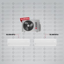 Arçelik 1+2 Multi Sistem Klima / 24100 Md Pro Dış Ünite ( 18.000 Btu Beyaz Iç Ünite + 18.000 Btu Beyaz Iç Ünite )