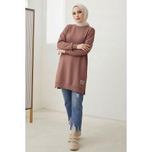 İlkimay.com Armalı Yırtmaç Detay Tunik 1665 - Vizon