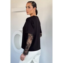 Gülseli Kadın Bisiklet Yaka Kollar Dantelli Bluz P-00020917