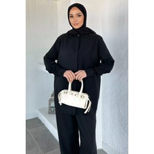 Julude Gülseli Gömlek Bel Lastikli Pantolon Tesettür Ikili Takım P-00020918