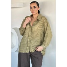 Gülseli Kadın Kendinden Desenli Gömlek P-00020765