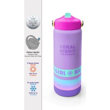 Coral High Renkli Desenli Katlanır Ağızlıklı Çelik Termos 650 ml 38374