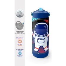 Coral High Saks Lacivert Astronot Desenli Katlanır Ağızlıklı Çelik Termos 650 ml 38385