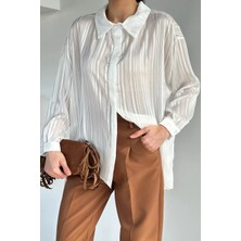 Gülseli Kadın Çizgili Şifon Gömlek P-00020921