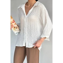 Gülseli Kadın Kendinden Desenli Gömlek P-00020765