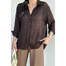 Gülseli Kadın Kendinden Desenli Gömlek P-00020765