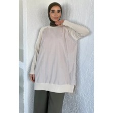 Julude Gülseli Yan Fermuar Detaylı Bisiklet Yaka Tesettür Tunik P-00020916