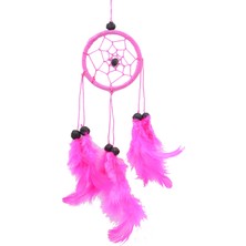 Miamantra Araba Süsü Tüylü Pembe Mini Rüya Kapanı / Düş Kapanı / Dreamcatcher - 6 cm