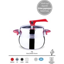 Fms Güveç Düdüklü Tencere 7 Litre Kırmızı | Hızlı Pişirme | İndüksiyon Uyumlu | 18/10 Paslanmaz
