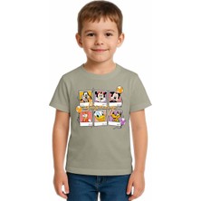 Sedirli Unisex Disney Baskılı Çocuk Tişört Pamuklu Penye Kumaş