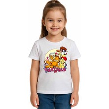 Sedirli Unisex Garfıeld Baskılı Çocuk Tişört Pamuklu Penye Kumaş