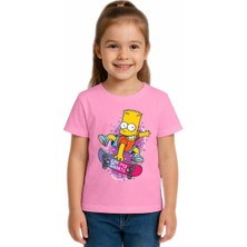 Sedirli Unisex Simpson Baskılı Çocuk Tişört Pamuklu Penye Kumaş
