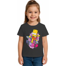 Sedirli Unisex Simpson Baskılı Çocuk Tişört Pamuklu Penye Kumaş