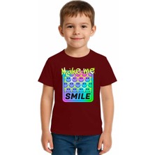 Sedirli Unisex Smile Baskılı Çocuk Tişört Pamuklu Penye Kumaş