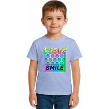Sedirli Unisex Smile Baskılı Çocuk Tişört Pamuklu Penye Kumaş