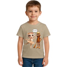 Sedirli Unisex Brainot Baskılı Çocuk Tişört Pamuklu Penye Kumaş