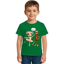 Sedirli Unisex Brainot Baskılı Çocuk Tişört Pamuklu Penye Kumaş