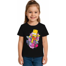 Sedirli Unisex Simpson Baskılı Çocuk Tişört Pamuklu Penye Kumaş